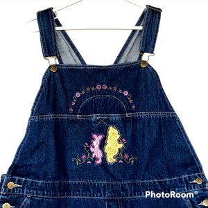 Vintage Disney Classic Pooh Denim Bib Overalls Womens Sz XL Farm Cottagecore